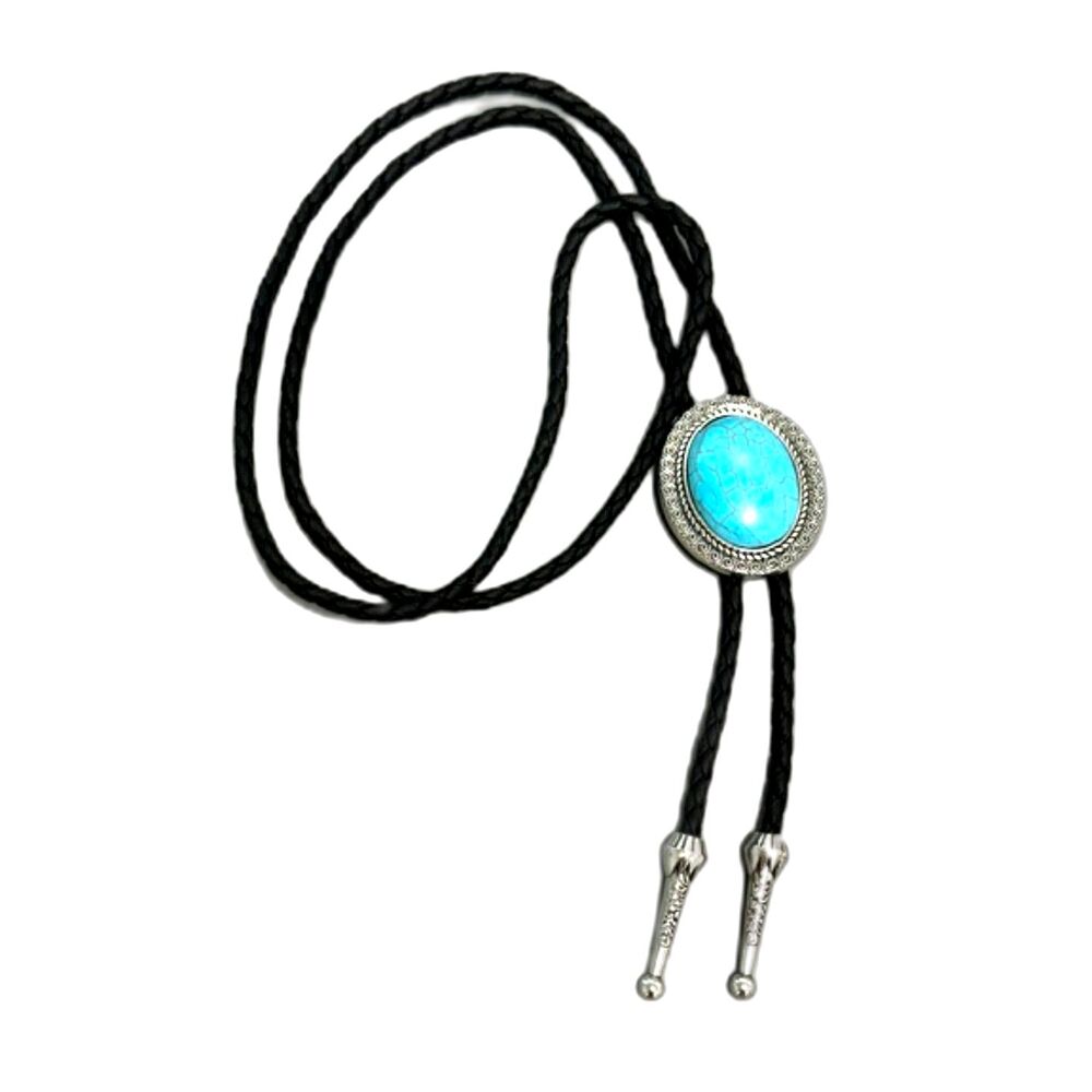 NWT Western Style Faux Turquoise, Silver Color, Bolo Tie, Necktie, Unisex